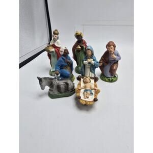 Vintage Japan 7 Christmas Nativity Figures Baby Jesus